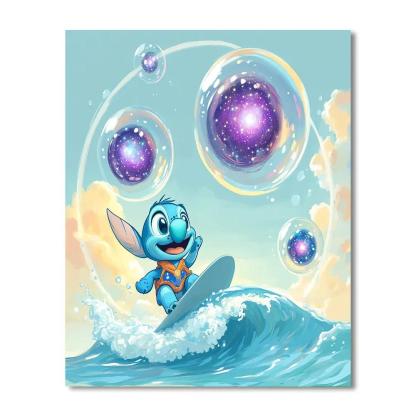 Stitch Bubble Galaxy Surf paint by numbers