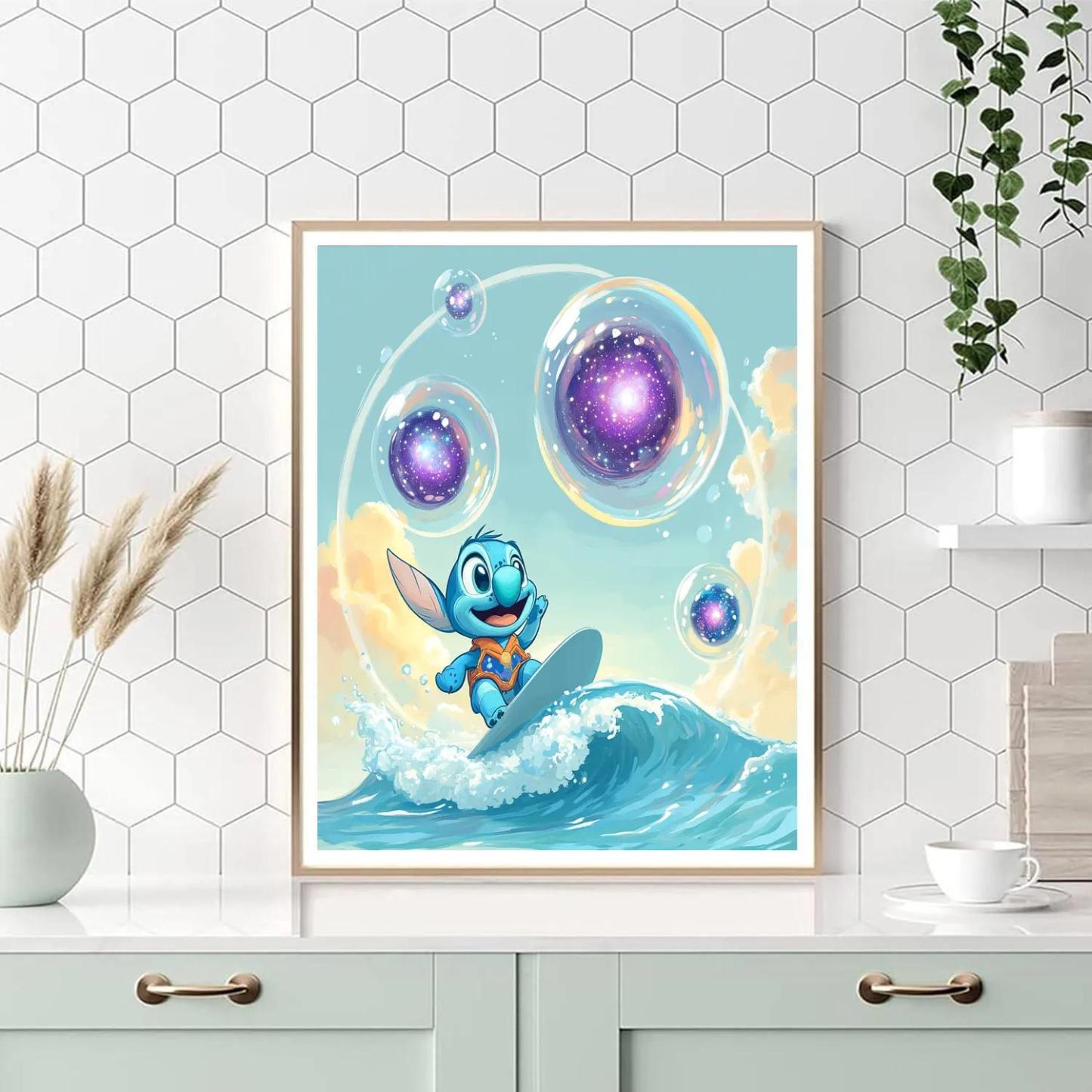 Stitch Bubble Galaxy Surf paint by numbers