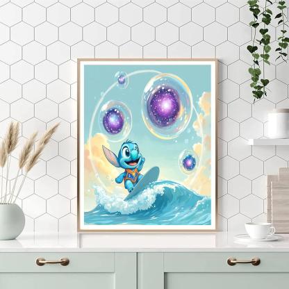 Stitch Bubble Galaxy Surf paint by numbers