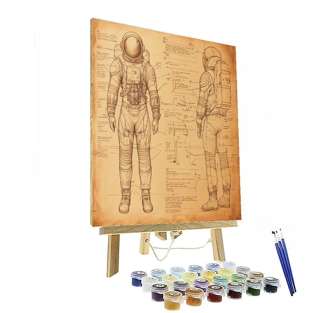 Leonardo Da Vinci Inspired Astronaut Anatomical Study Paint by numbers kits