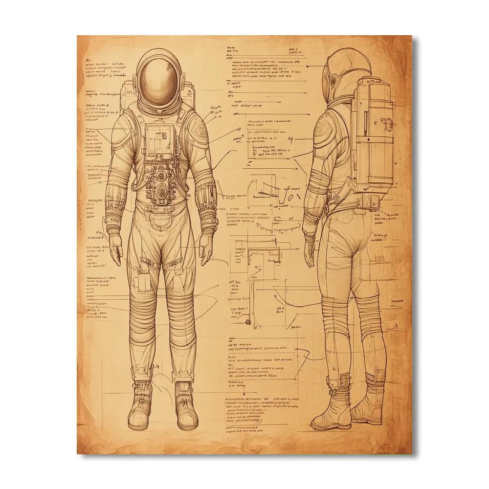 Leonardo Da Vinci Inspired Astronaut Anatomical Study Paint by numbers kits