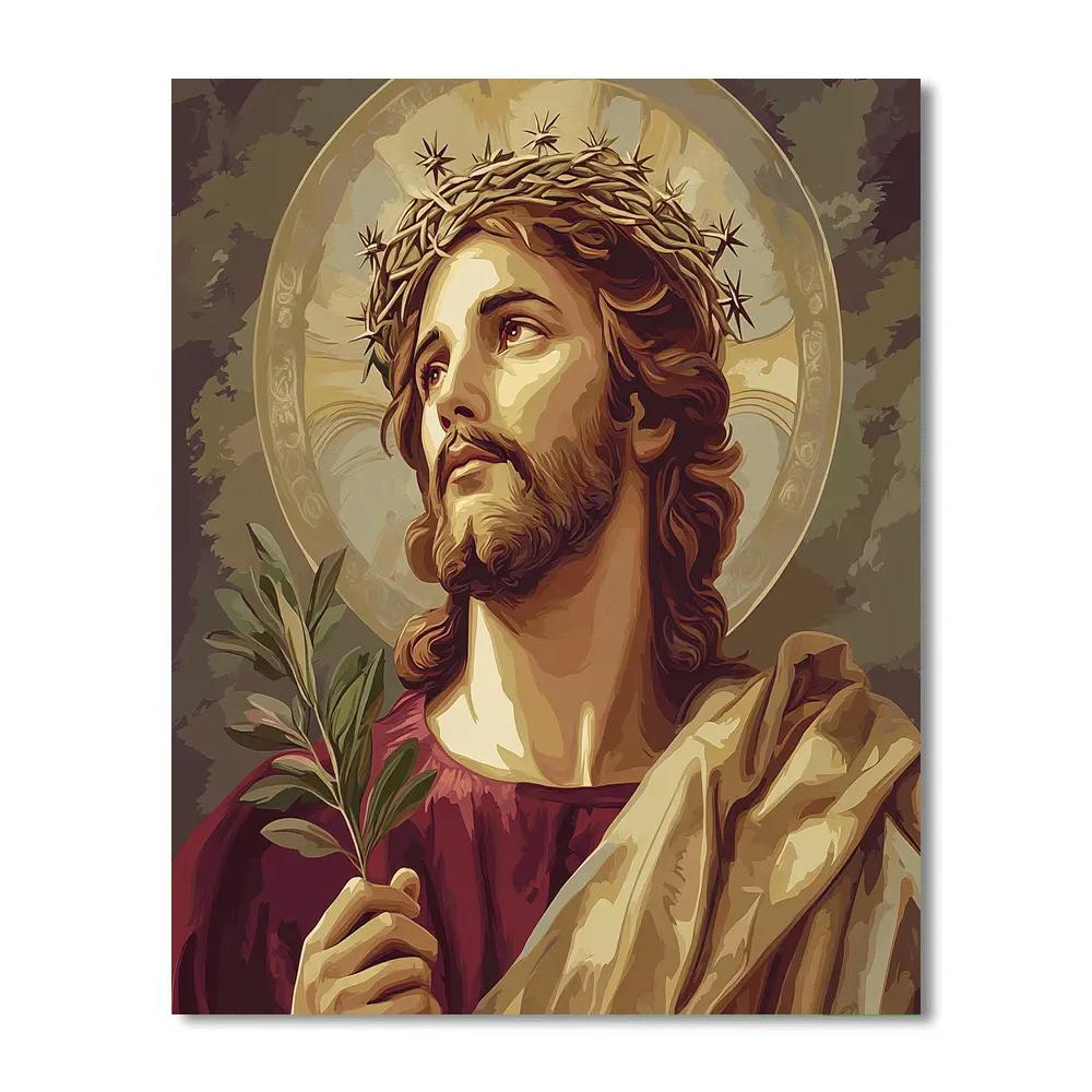 Jesus Crown Of Thorns And Olive Branch Numbered painting kits