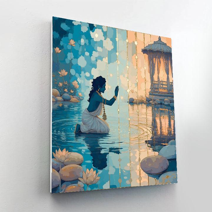 Krishna And The Mirror Pond Of Many Yashodas paint by numbers