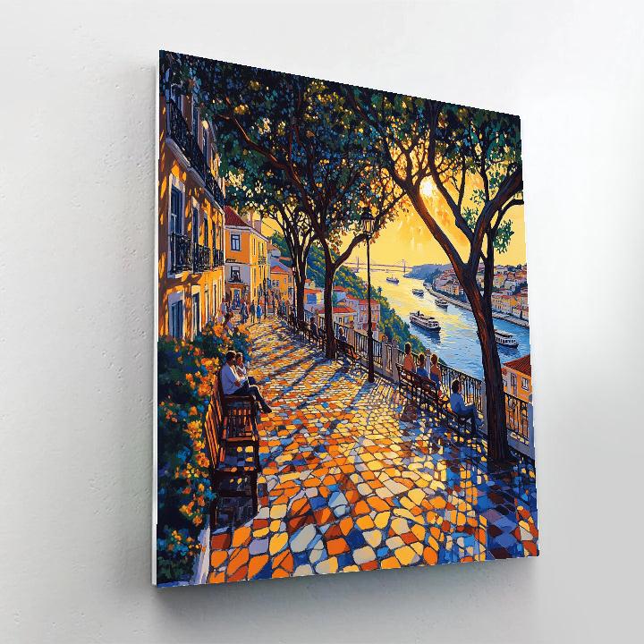 Historic Fado Streetscape At Miradouro De Santa Catarina Lisbon Portugal painting number kit