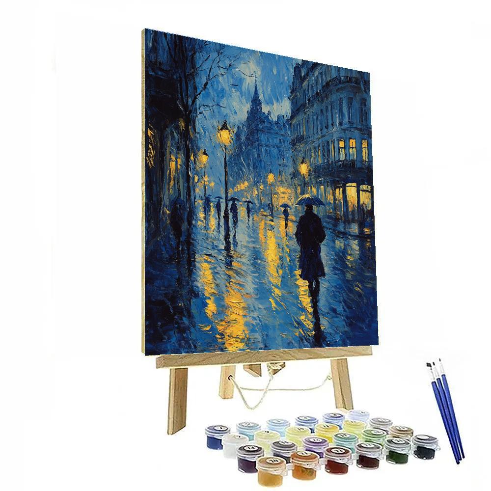 Edvard Munch Inspired Lonely Rainy Street Number painting