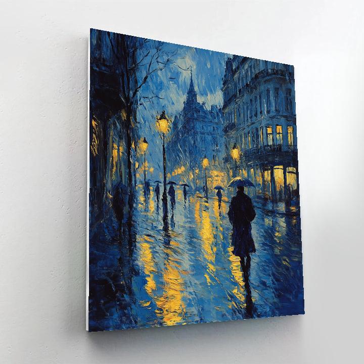 Edvard Munch Inspired Lonely Rainy Street Number painting