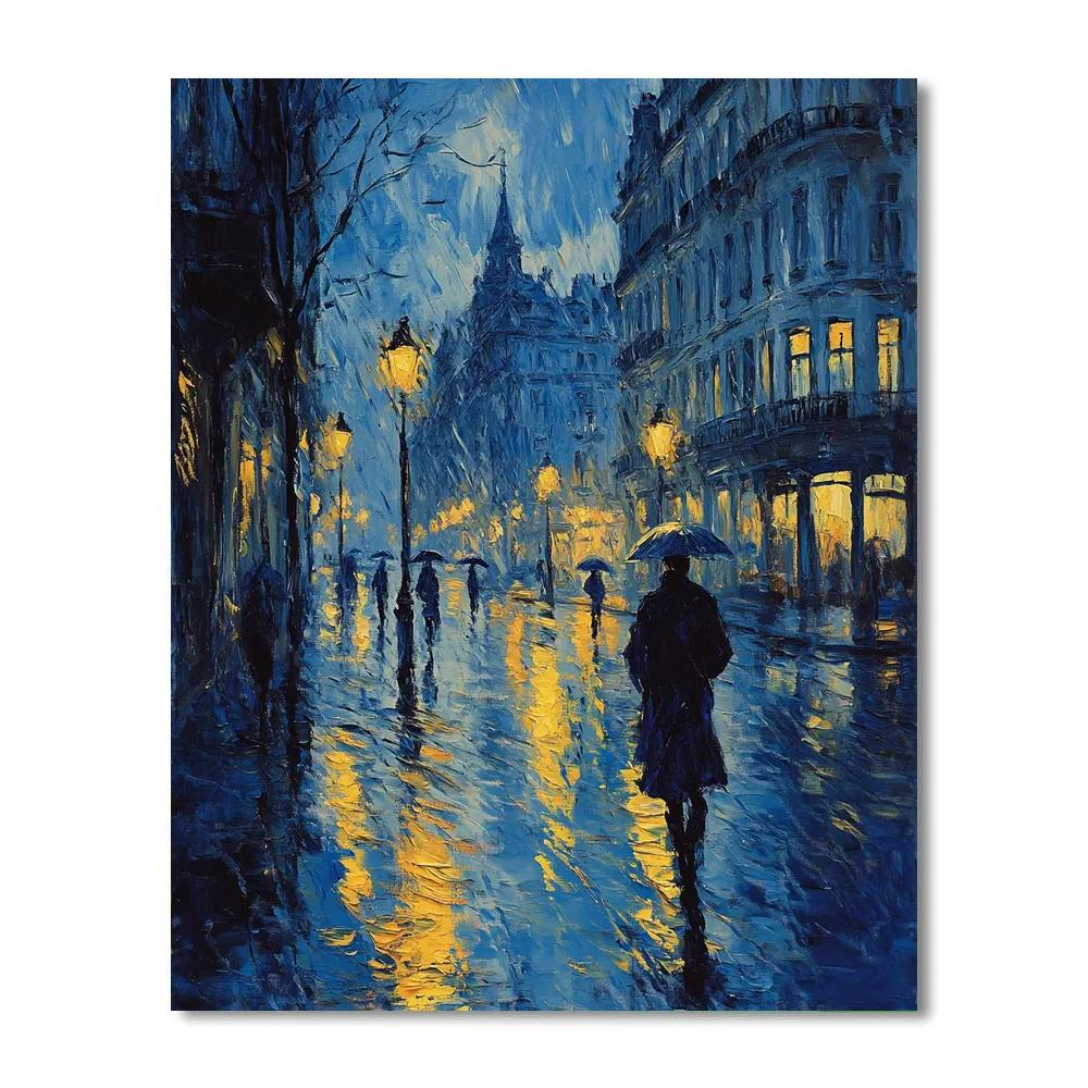 Edvard Munch Inspired Lonely Rainy Street Number painting