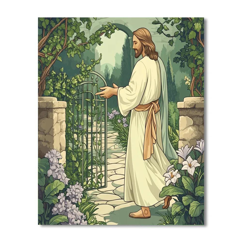 Jesus Parable Garden Gate Numbered painting kits
