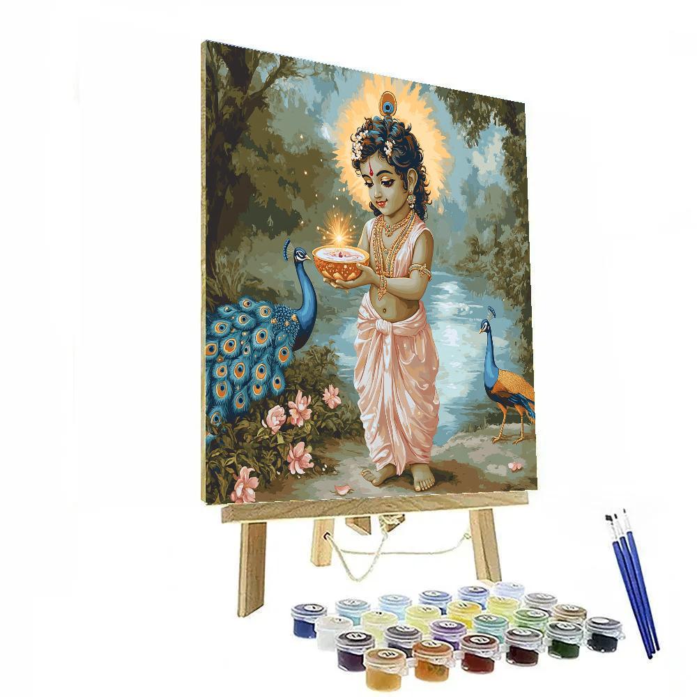 Krishna Revealing A Starfield Within A Lotus Cup Paint by numbers art