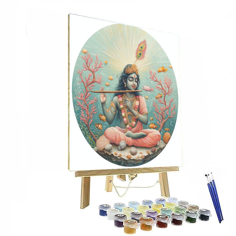 Krishna And The Coral Reef Flute Garden paint by number
