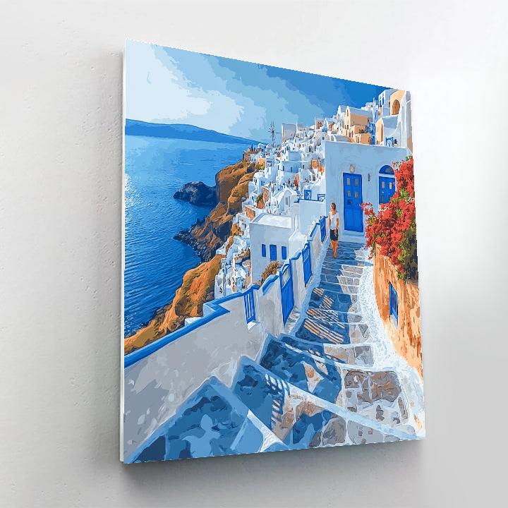 Cliffside Sea Tunnel Views At Oia Santorini Greece Painting by numbers kit