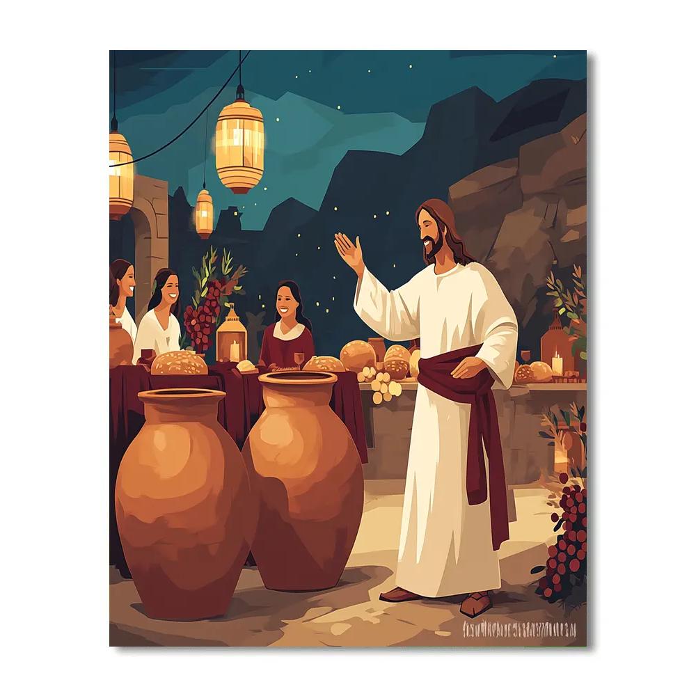 Jesus Wedding Feast Water Jars Numbered painting kits