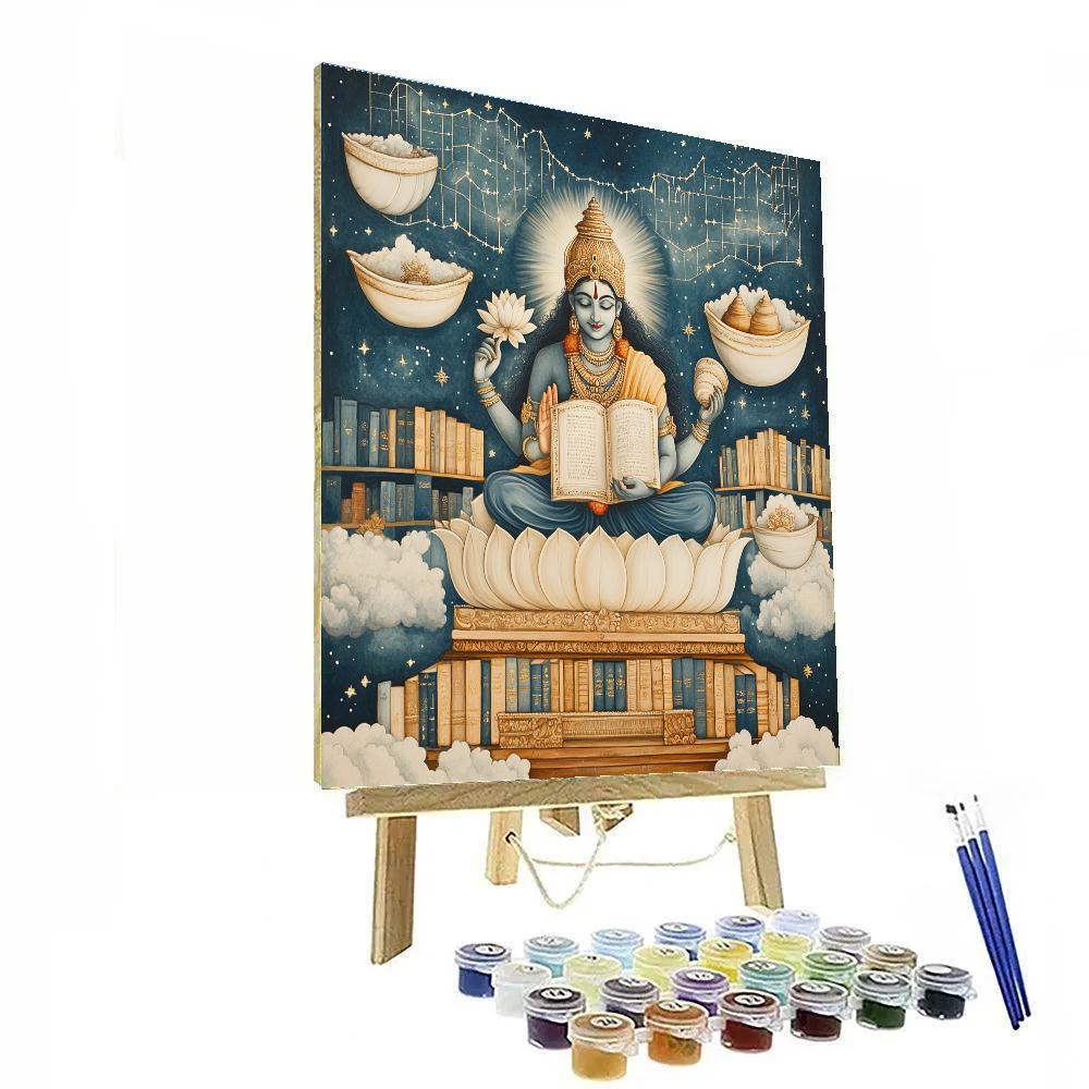 Vishnu In A Floating Library Of Sacred Shells Numbered painting kits