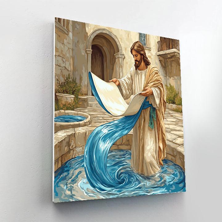 Jesus And The Scroll Of Living Water Number painting