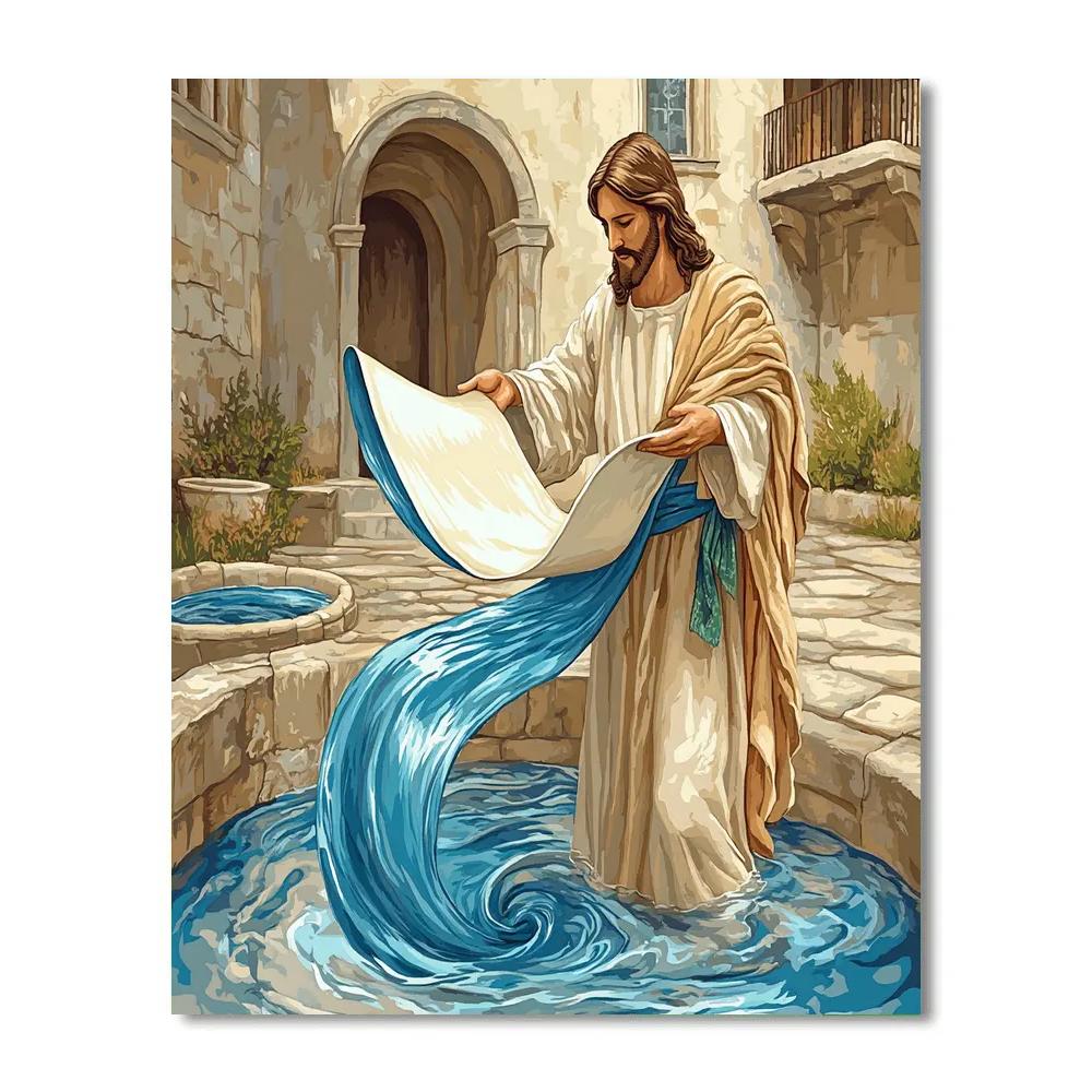 Jesus And The Scroll Of Living Water Number paintingJesus and the Scroll of Living Water - DIY Painting By Numbers Kit - Image 3