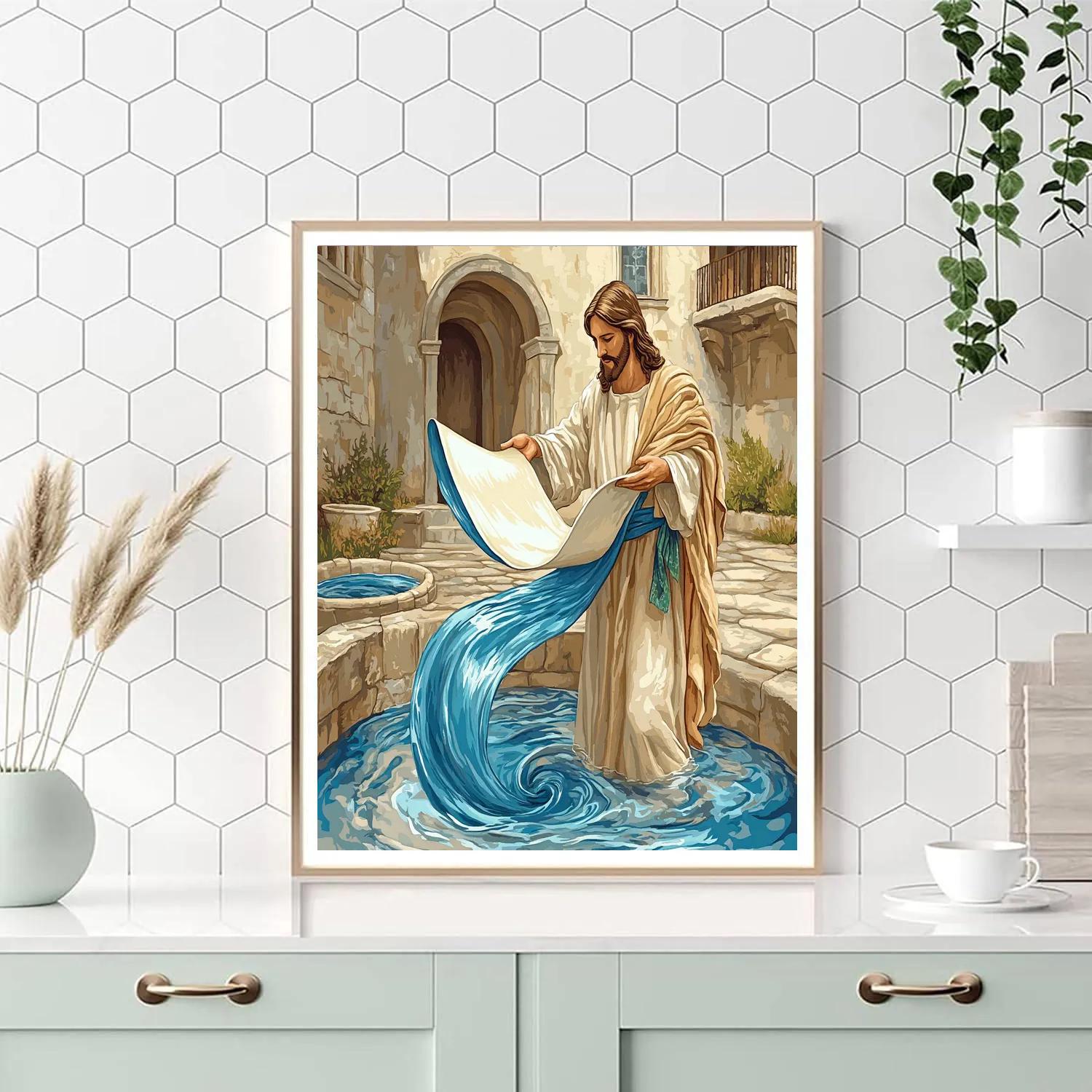 Jesus And The Scroll Of Living Water Number painting