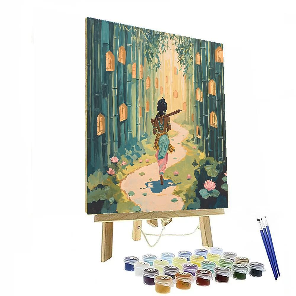 Krishna In The Bamboo Labyrinth Of Vrindavan Paint by numbers art