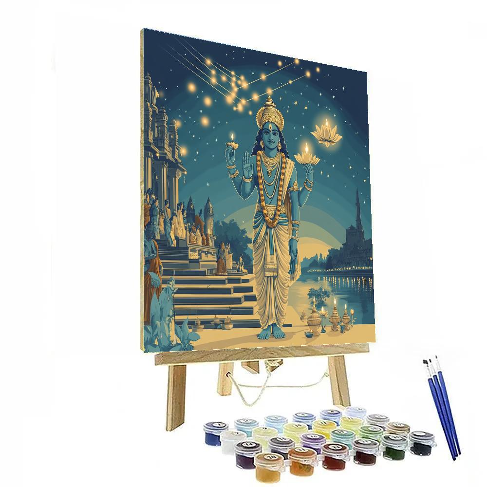 Vishnu Blessing A Rain Of Shooting Stars Into Lamps painting number kit
