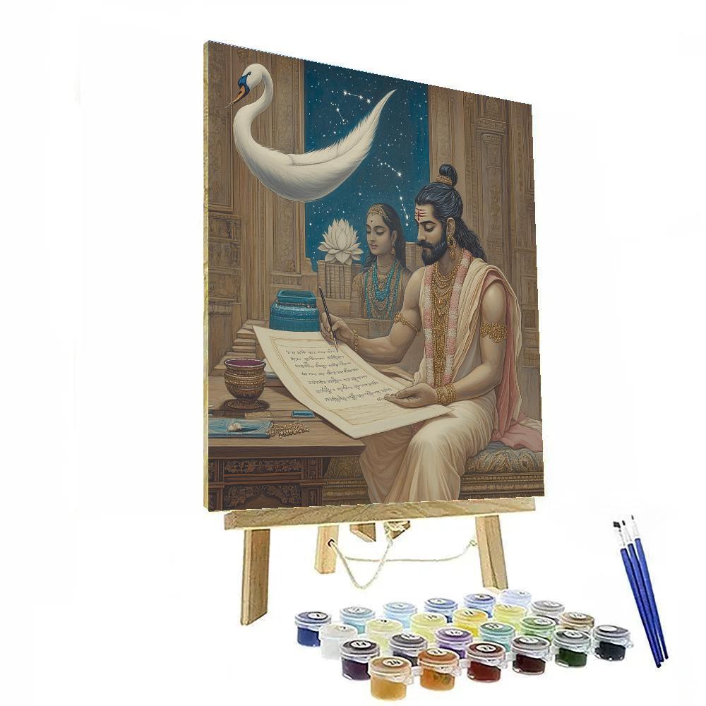Brahma And The Swan Feather Quill Number painting