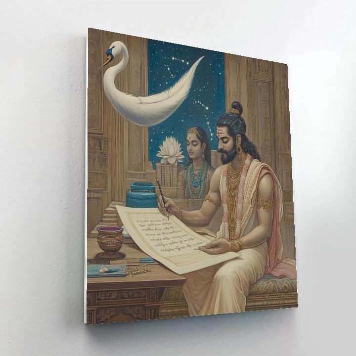Brahma And The Swan Feather Quill Number painting