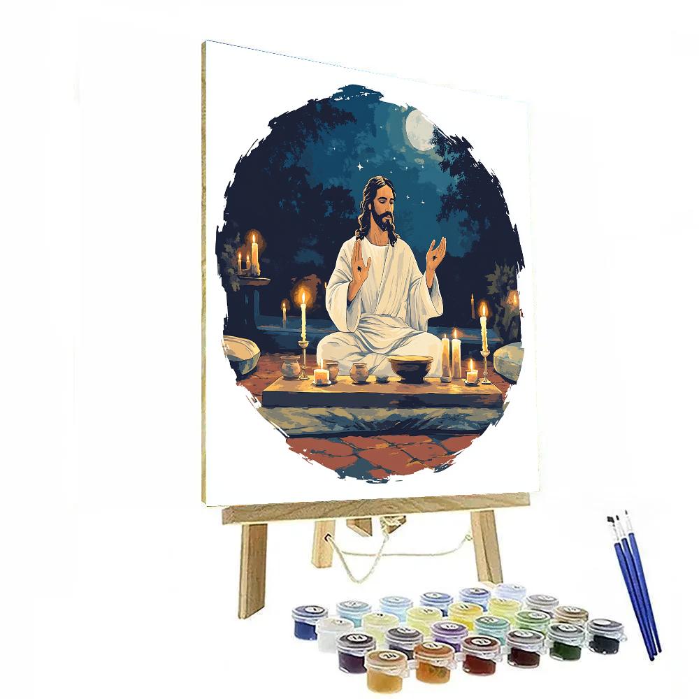 Jesus In Candlelit Upper Room Circle Painting by numbers kit