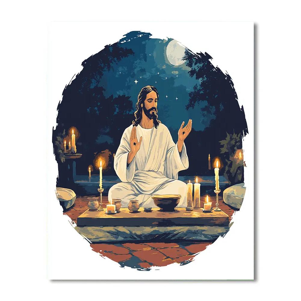 Jesus In Candlelit Upper Room Circle Painting by numbers kit