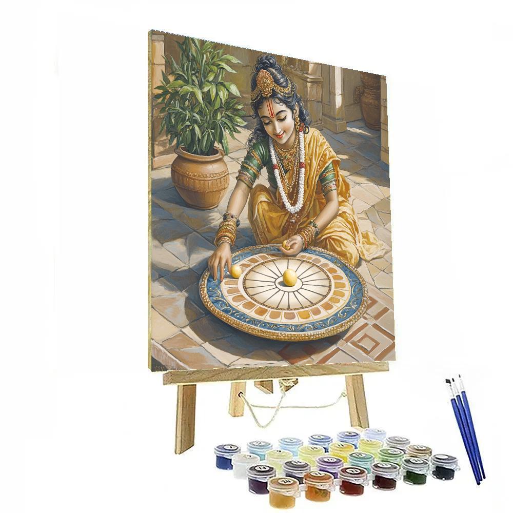 Krishna And The Sun Dial Butter Plate Number painting