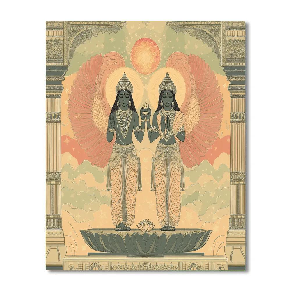 Vishnu And Lakshmi As Twin Nebula Guardians paint by numbers