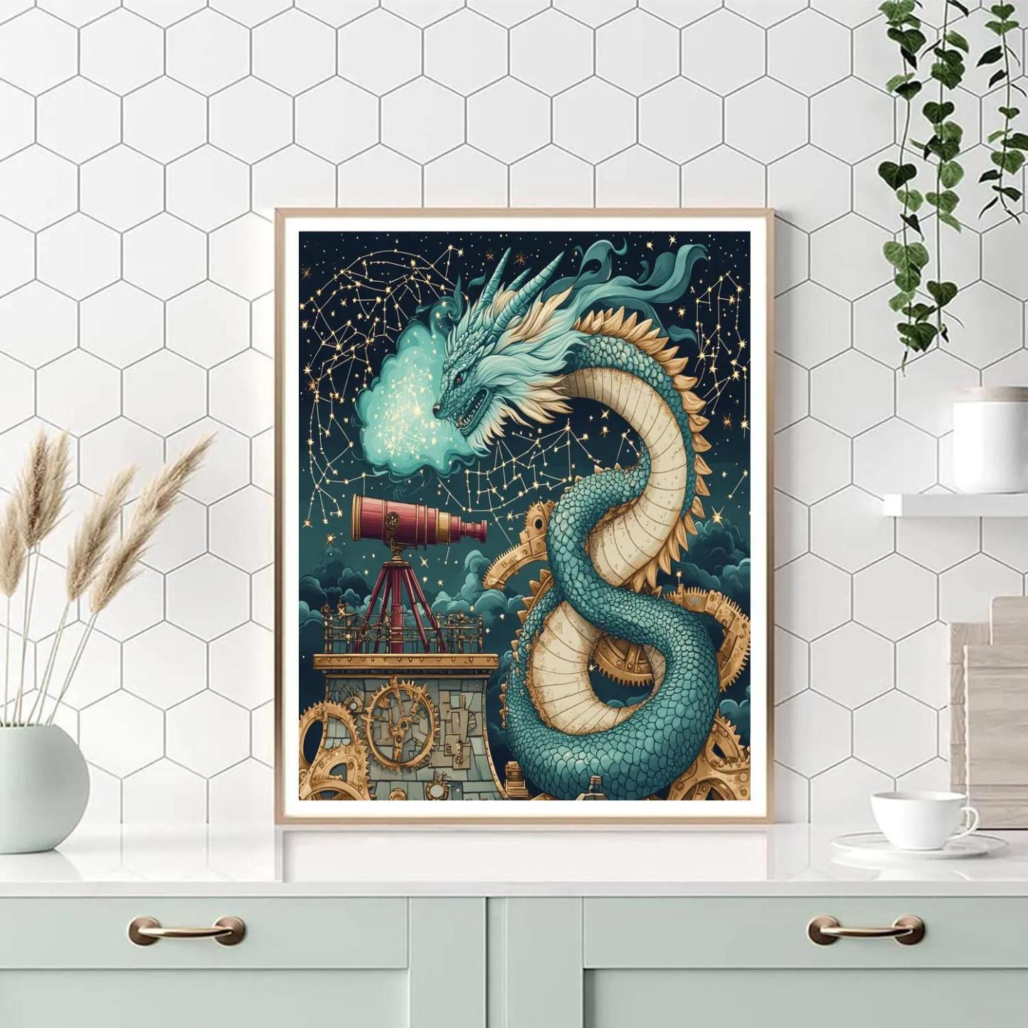 Clockwork Observatory Dragon Painting by numbers kit