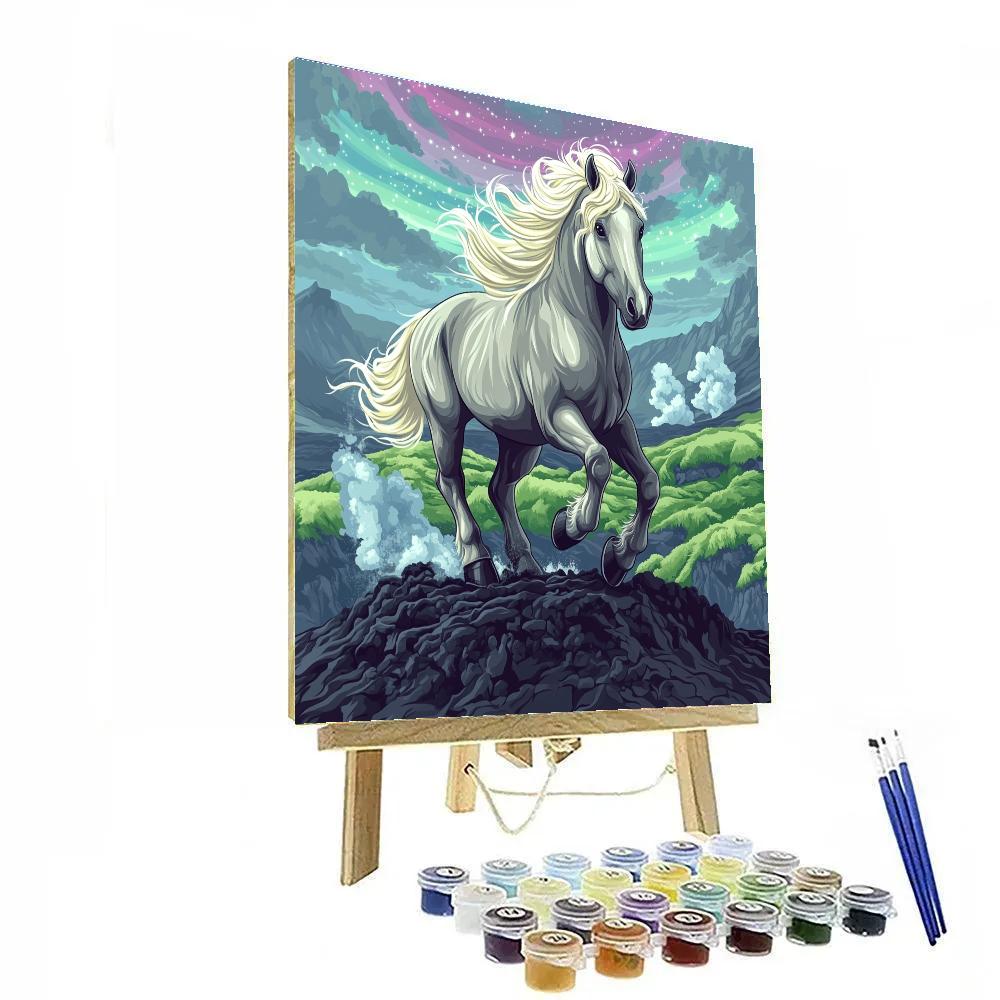 Volcanic Ridge Horse Crossing Number painting