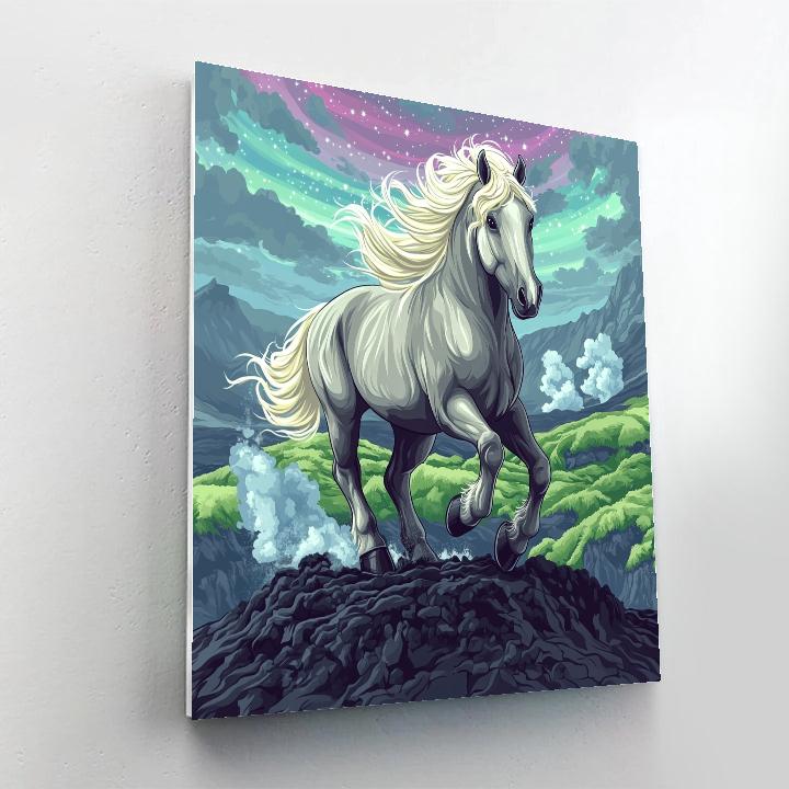 Volcanic Ridge Horse Crossing Number painting