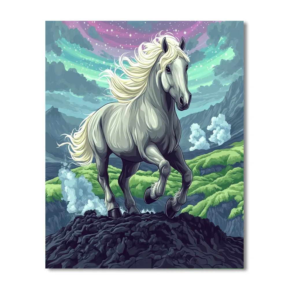 Volcanic Ridge Horse Crossing Number painting