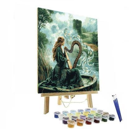 Harper With Celtic Knotwork Lullaby paint by color