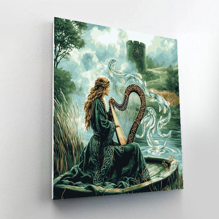 Harper With Celtic Knotwork Lullaby paint by color