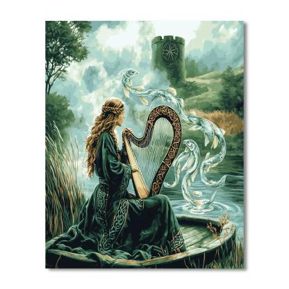 Harper With Celtic Knotwork Lullaby paint by color