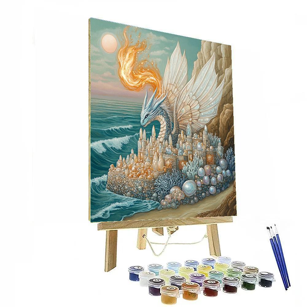 Sea Glass Citadel With Dragon Guardian Paint by numbers kits