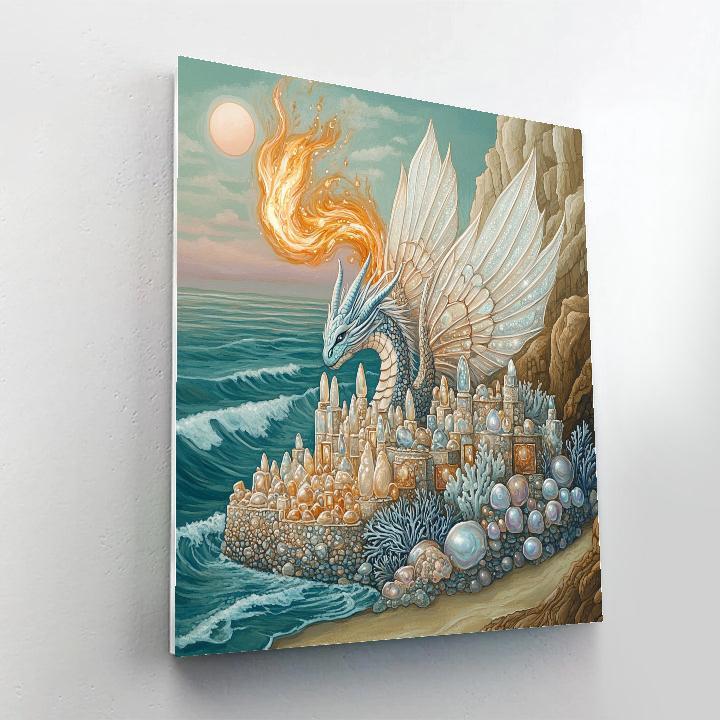 Sea Glass Citadel With Dragon Guardian Paint by numbers kits