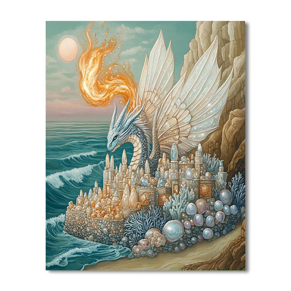 Sea Glass Citadel With Dragon Guardian Paint by numbers kits