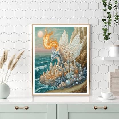 Sea Glass Citadel With Dragon Guardian Paint by numbers kits