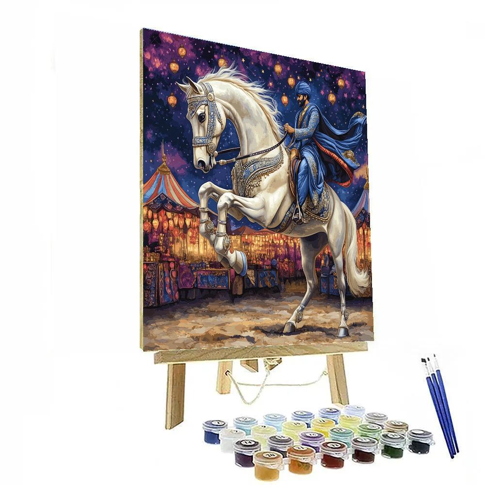 Desert Night Market With Horse Lanterns Number painting