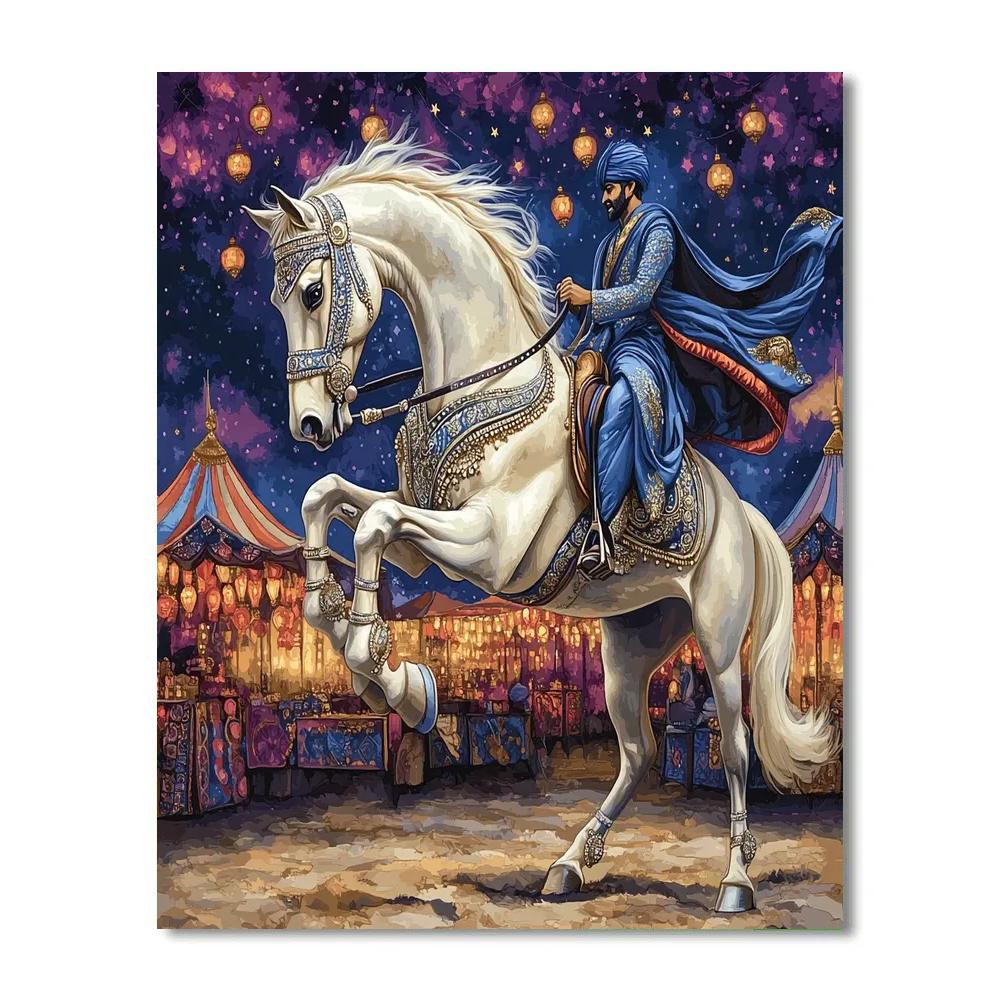 Desert Night Market With Horse Lanterns Number painting