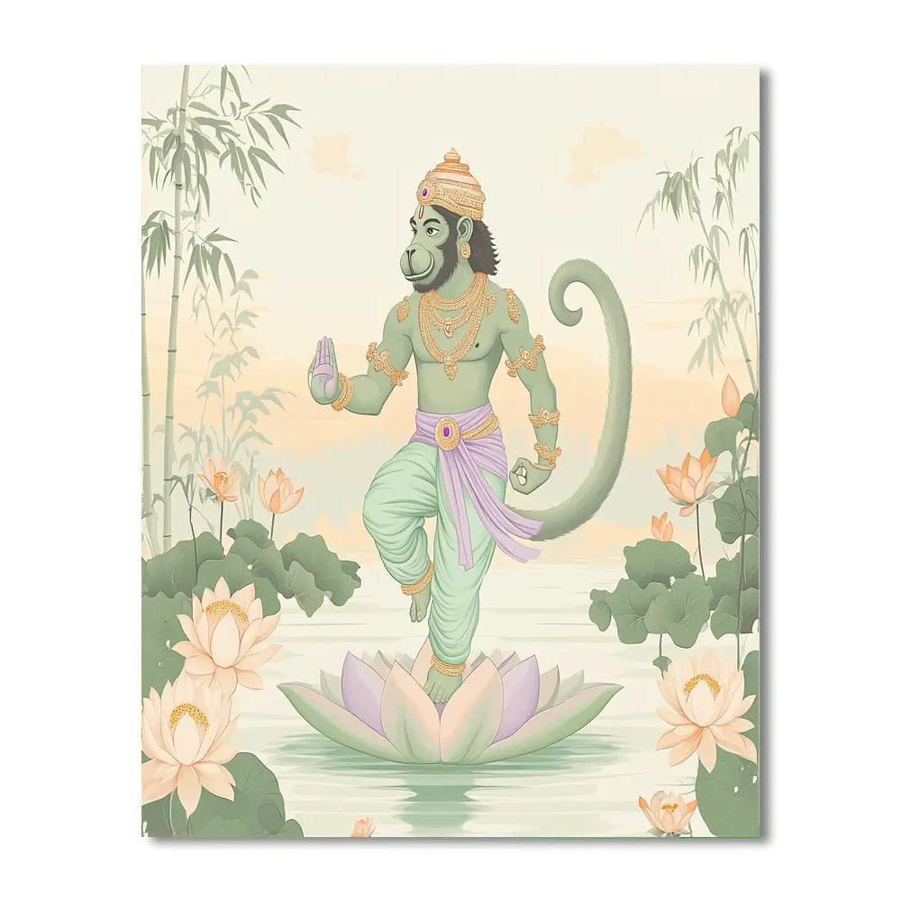 Hanuman Lotus Pond Yoga Flow paint by numbers