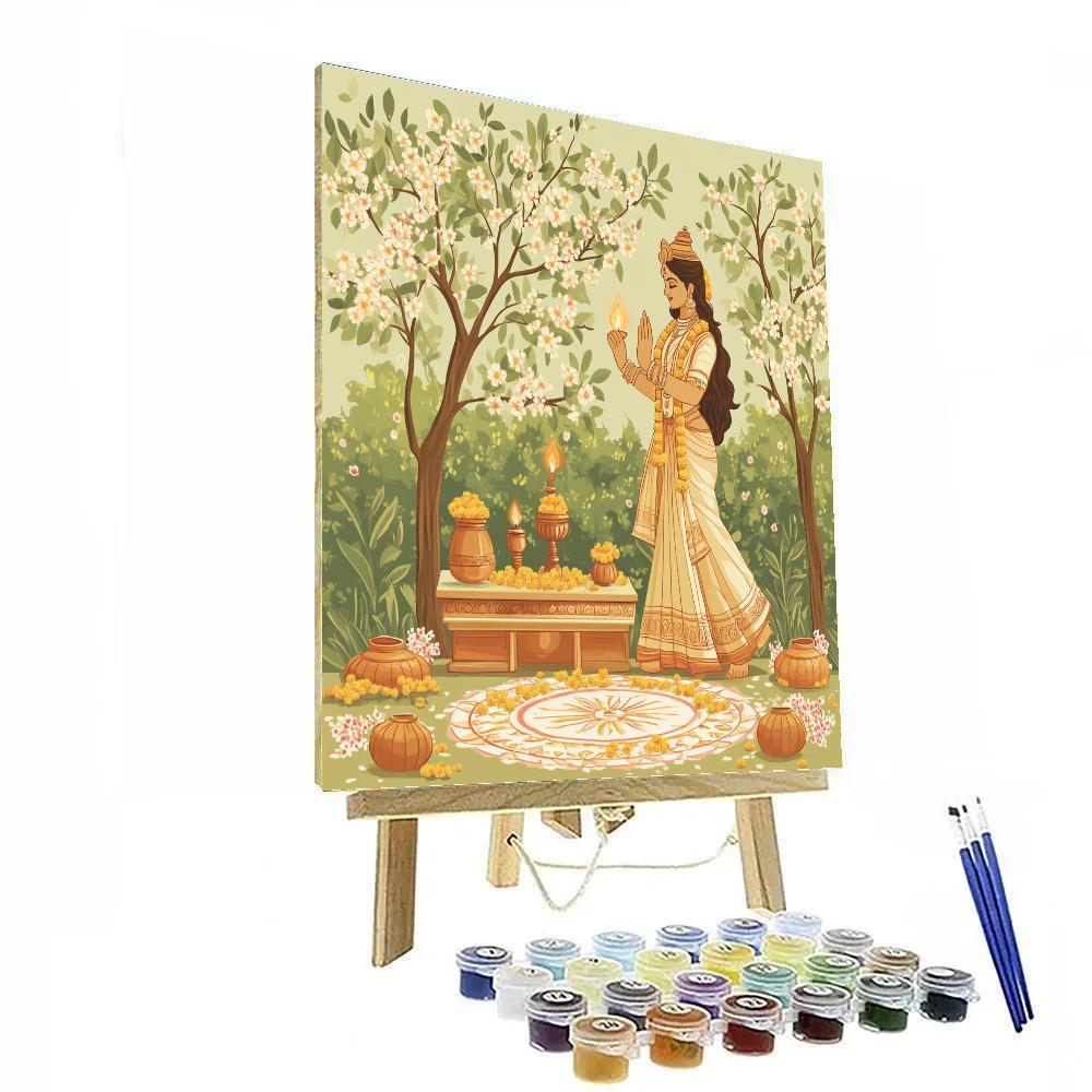 Parvati In Springtime Gauri Ritual Paint by numbers art