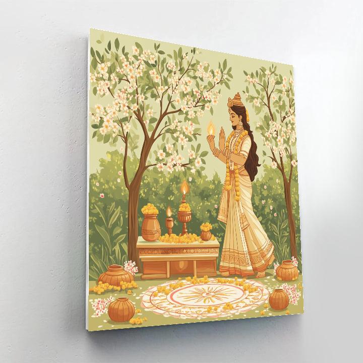 Parvati In Springtime Gauri Ritual Paint by numbers art