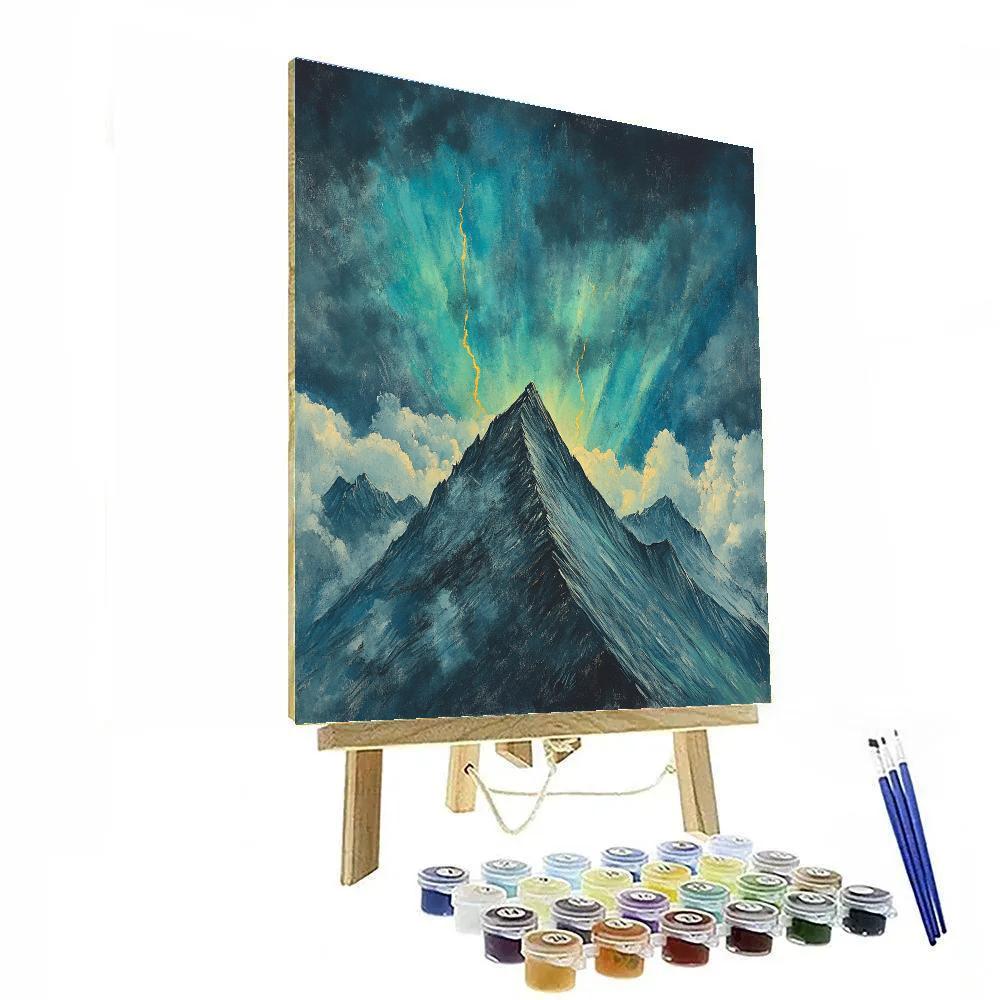 Edgar Degas Inspired Mountain Storm Aurora Veil paint by numbers