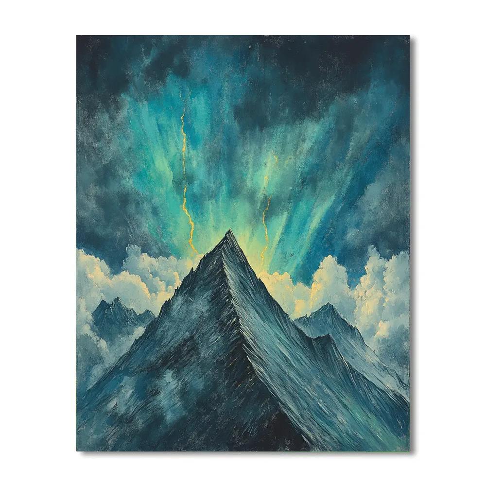 Edgar Degas Inspired Mountain Storm Aurora Veil paint by numbers