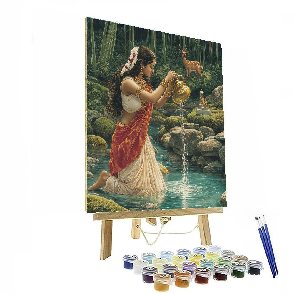 Forest Stream Blessing With Parvati Painting by numbers kit