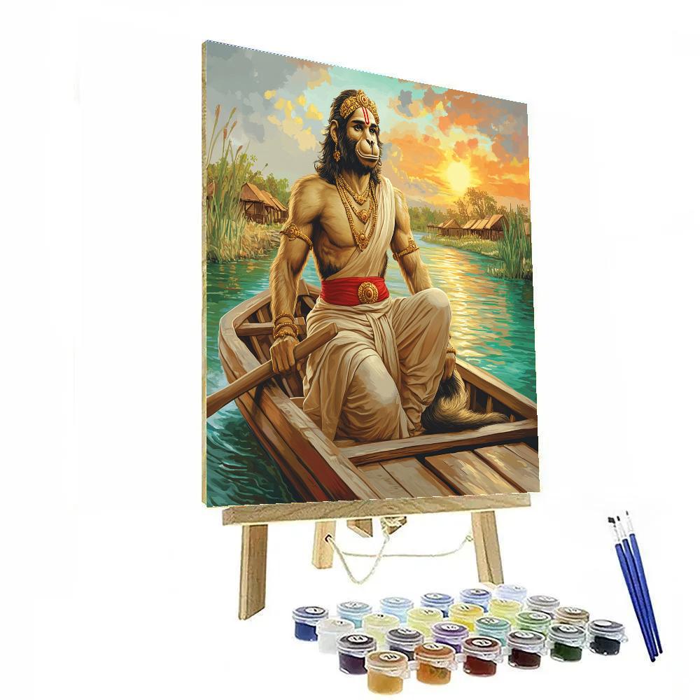 River Ferry Oarsman Hanuman paint by number