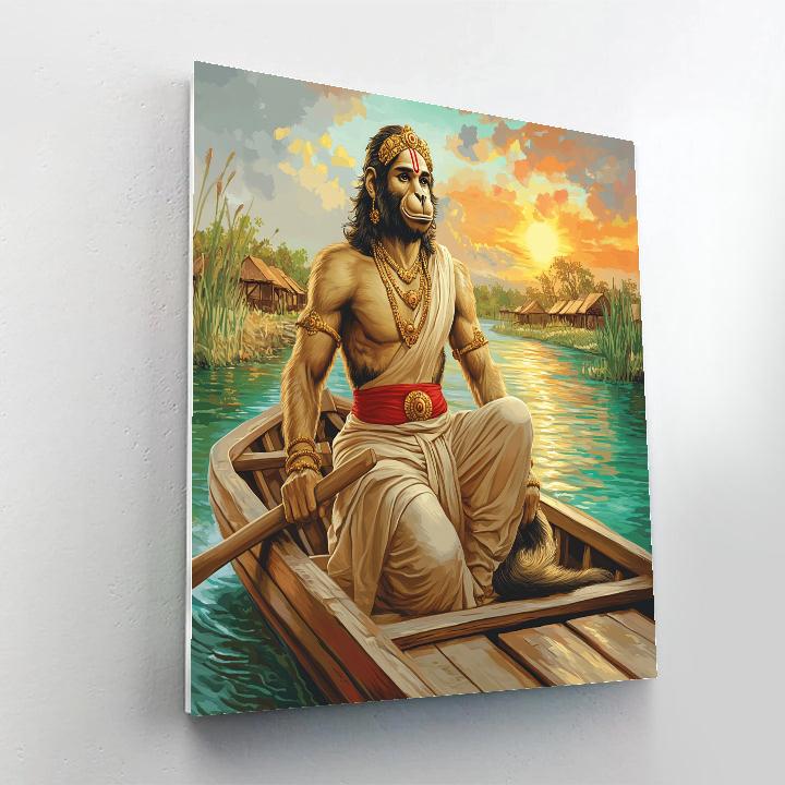 River Ferry Oarsman Hanuman paint by number