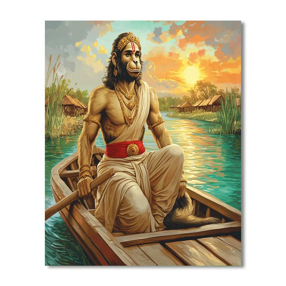 River Ferry Oarsman Hanuman paint by number